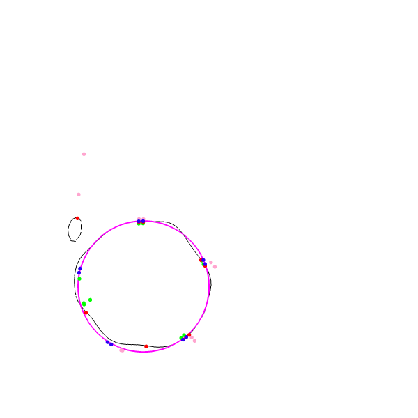 The Magenta circle is the exact solution