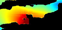 Animation of the wave elevation. Dark blue is -2 metres and less. Dark red is +2 metres and more.